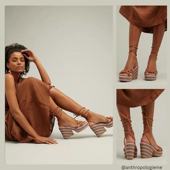 New Anthropologie Raffia Platform Heel - Size 6.5 - Picture 2 of 6